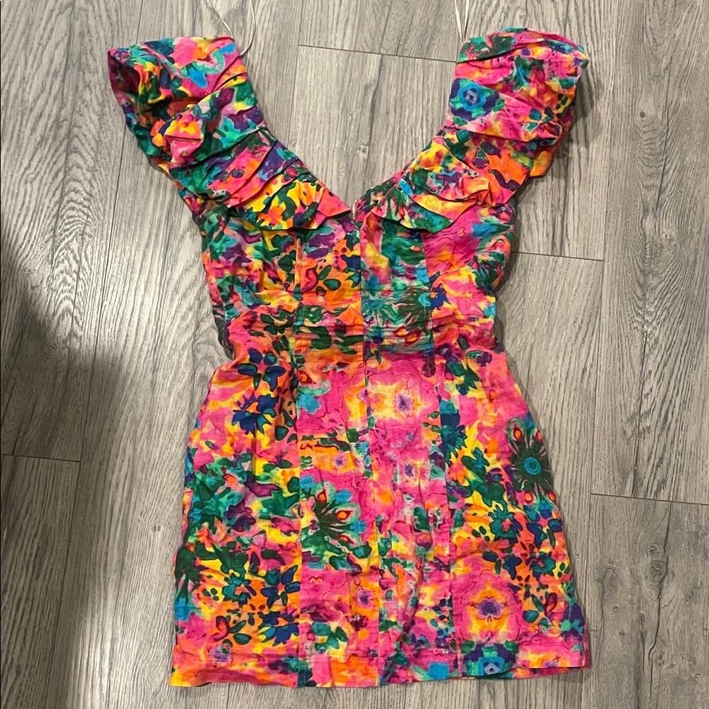 Elliatt Floral Mini Dress - Pink, Green, Orange